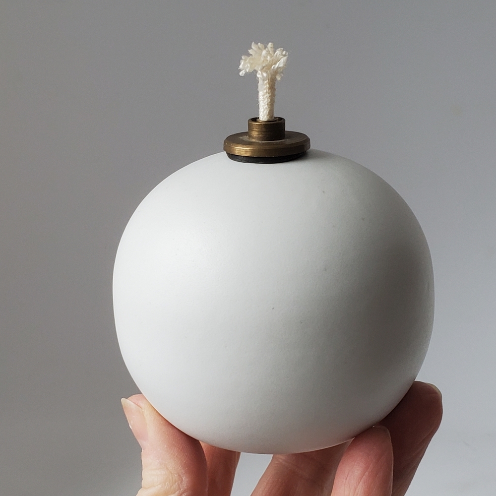 White Ceramic Oil Lamp possibly Swedish Clean Classic Design